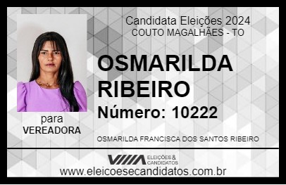 Candidato OSMARILDA RIBEIRO 2024 - COUTO MAGALHÃES - Eleições