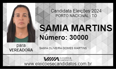 Candidato SAMIA MARTINS 2024 - PORTO NACIONAL - Eleições