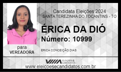 Candidato ÉRICA DA DIÓ 2024 - SANTA TEREZINHA DO TOCANTINS - Eleições