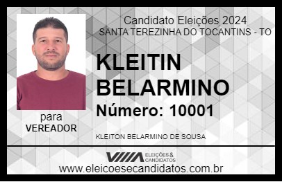 Candidato KLEITIN BELARMINO 2024 - SANTA TEREZINHA DO TOCANTINS - Eleições