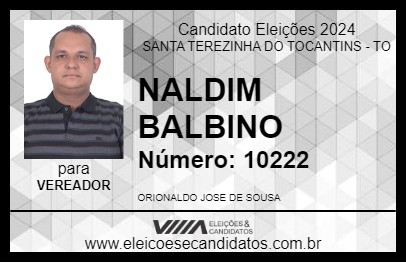 Candidato NALDIM BALBINO 2024 - SANTA TEREZINHA DO TOCANTINS - Eleições