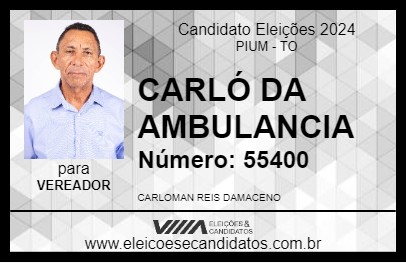 Candidato CARLÓ DA AMBULANCIA 2024 - PIUM - Eleições