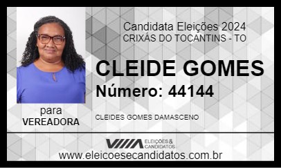 Candidato CLEIDE GOMES 2024 - CRIXÁS DO TOCANTINS - Eleições