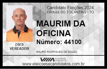 Candidato MAURIM DA OFICINA 2024 - CRIXÁS DO TOCANTINS - Eleições