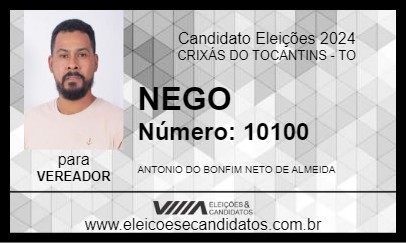 Candidato NEGO 2024 - CRIXÁS DO TOCANTINS - Eleições