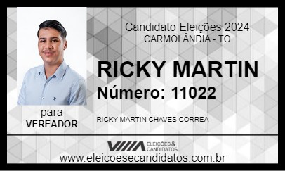 Candidato RICKY MARTIN 2024 - CARMOLÂNDIA - Eleições