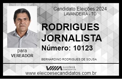 Candidato RODRIGUES JORNALISTA 2024 - LAVANDEIRA - Eleições