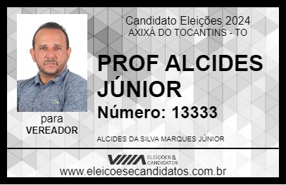 Candidato PROF ALCIDES JÚNIOR 2024 - AXIXÁ DO TOCANTINS - Eleições