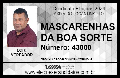 Candidato MASCARENHAS DA BOA SORTE 2024 - AXIXÁ DO TOCANTINS - Eleições