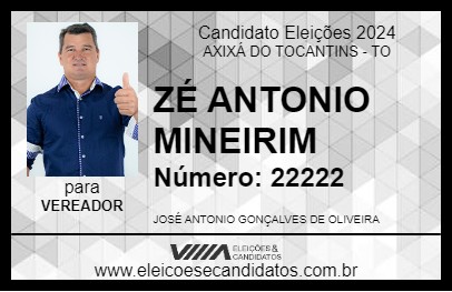 Candidato ZÉ ANTONIO MINEIRIM 2024 - AXIXÁ DO TOCANTINS - Eleições