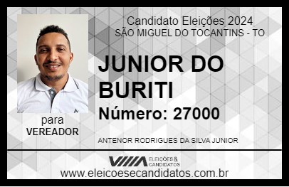 Candidato JUNIOR DO BURITI 2024 - SÃO MIGUEL DO TOCANTINS - Eleições