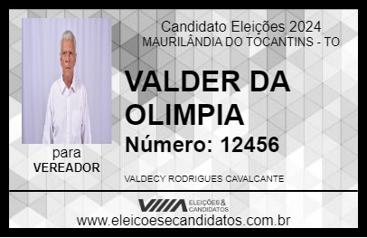 Candidato VALDER DA OLIMPIA 2024 - MAURILÂNDIA DO TOCANTINS - Eleições