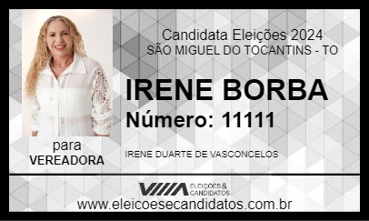 Candidato IRENE BORBA 2024 - SÃO MIGUEL DO TOCANTINS - Eleições