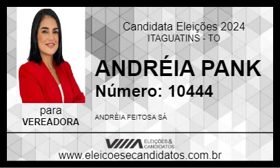 Candidato ANDRÉIA PANK 2024 - ITAGUATINS - Eleições