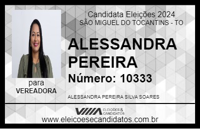 Candidato ALESSANDRA PEREIRA 2024 - SÃO MIGUEL DO TOCANTINS - Eleições