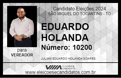 Candidato EDUARDO HOLANDA 2024 - SÃO MIGUEL DO TOCANTINS - Eleições