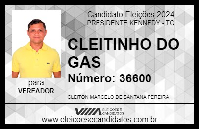 Candidato CLEITINHO DO GAS 2024 - PRESIDENTE KENNEDY - Eleições