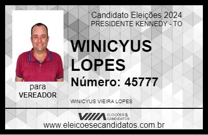 Candidato WINICYUS LOPES 2024 - PRESIDENTE KENNEDY - Eleições