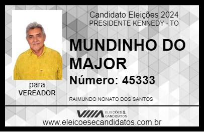 Candidato MUNDINHO DO MAJOR 2024 - PRESIDENTE KENNEDY - Eleições