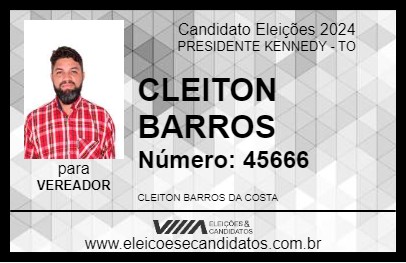 Candidato CLEITON BARROS 2024 - PRESIDENTE KENNEDY - Eleições