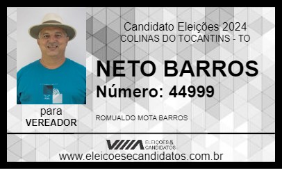 Candidato NETO BARROS 2024 - COLINAS DO TOCANTINS - Eleições