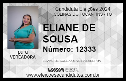 Candidato ELIANE DE SOUSA 2024 - COLINAS DO TOCANTINS - Eleições