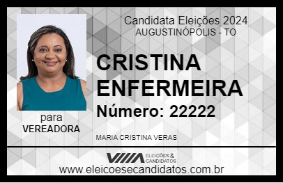 Candidato CRISTINA ENFERMEIRA 2024 - AUGUSTINÓPOLIS - Eleições