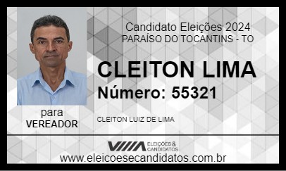 Candidato CLEITON LIMA 2024 - PARAÍSO DO TOCANTINS - Eleições