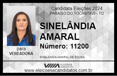 Candidato SINELÂNDIA AMARAL 2024 - PARAÍSO DO TOCANTINS - Eleições