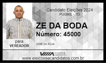 Candidato ZE DA BODA 2024 - PUGMIL - Eleições