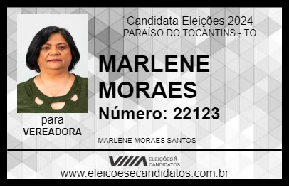 Candidato MARLENE MORAES 2024 - PARAÍSO DO TOCANTINS - Eleições