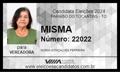 Candidato MISMA 2024 - PARAÍSO DO TOCANTINS - Eleições