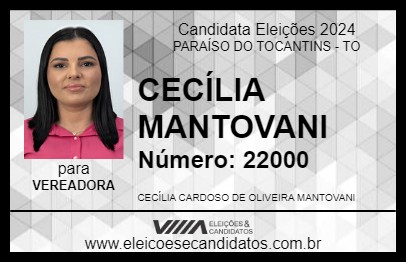 Candidato CECÍLIA MANTOVANI 2024 - PARAÍSO DO TOCANTINS - Eleições