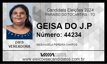 Candidato GEISA DO J.P 2024 - PARAÍSO DO TOCANTINS - Eleições