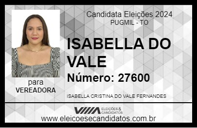 Candidato ISABELLA DO VALE 2024 - PUGMIL - Eleições