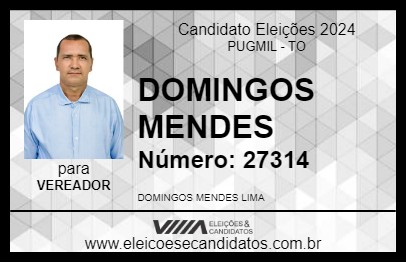 Candidato DOMINGOS MENDES 2024 - PUGMIL - Eleições