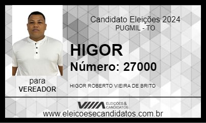 Candidato HIGOR DO AMIGÃO 2024 - PUGMIL - Eleições