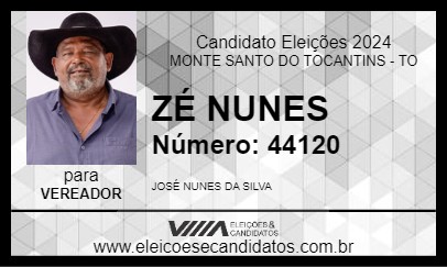 Candidato ZÉ NUNES 2024 - MONTE SANTO DO TOCANTINS - Eleições