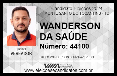 Candidato WANDERSON DA SAÚDE 2024 - MONTE SANTO DO TOCANTINS - Eleições