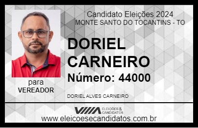 Candidato DORIEL CARNEIRO 2024 - MONTE SANTO DO TOCANTINS - Eleições