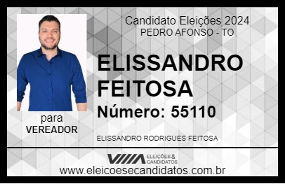 Candidato ELISSANDRO FEITOSA 2024 - PEDRO AFONSO - Eleições