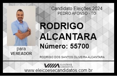 Candidato RODRIGO ALCANTARA 2024 - PEDRO AFONSO - Eleições