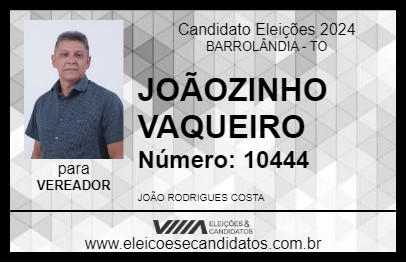 Candidato JOÃOZINHO VAQUEIRO 2024 - BARROLÂNDIA - Eleições