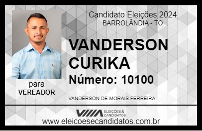 Candidato VANDERSON CURIKA 2024 - BARROLÂNDIA - Eleições