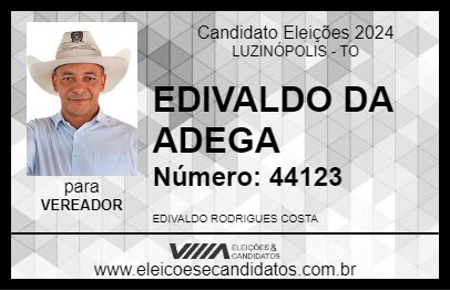 Candidato EDIVALDO DA ADEGA 2024 - LUZINÓPOLIS - Eleições