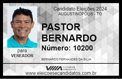 Candidato PASTOR BERNARDO 2024 - AUGUSTINÓPOLIS - Eleições