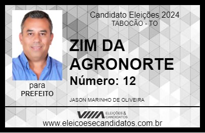 Candidato ZIM DA AGRONORTE 2024 - TABOCÃO - Eleições