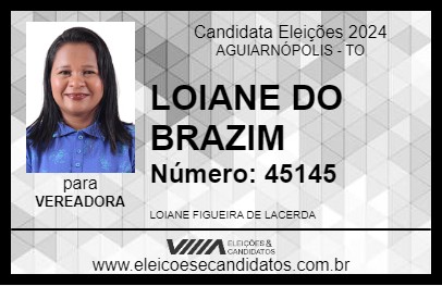 Candidato LOIANE DO BRAZIM 2024 - AGUIARNÓPOLIS - Eleições