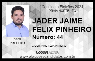 Candidato JADER JAIME FELIX PINHEIRO 2024 - PRAIA NORTE - Eleições