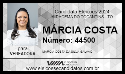 Candidato MÁRCIA COSTA 2024 - MIRACEMA DO TOCANTINS - Eleições